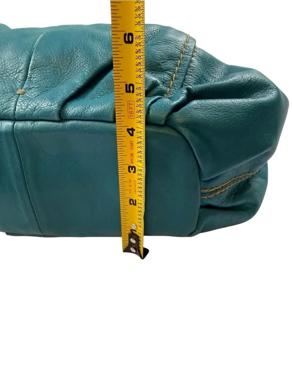Tignanello Teal Blue Leather Shoulder Bag Silver Hardware Large Hobo Purse